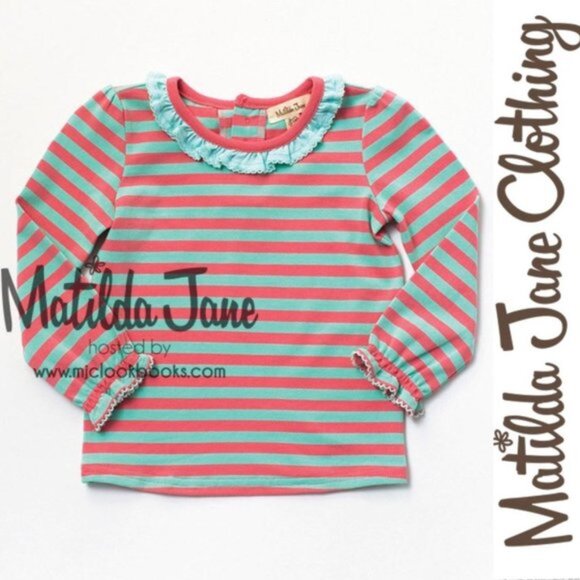 Matilda Jane | Mint & Coral Jubilee Tee Long Sleeve | Size 3-6 Months - Picture 1 of 7